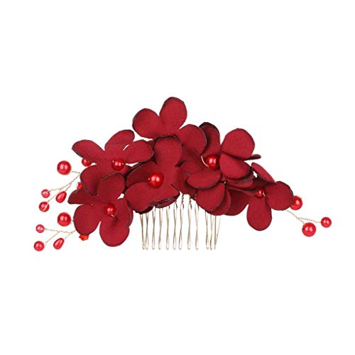 Stücke Mode Rote Blume Haarkamm Brautjungfer Kristall Haarspange Braut Haarnadel Hochzeit Haarschmuck für Frauen Party Haarband Geschenk von NANZU