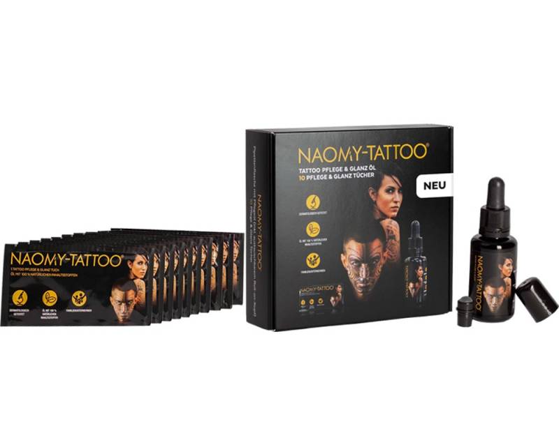 NAOMY TATTOO Körperpflegemittel Naomy-Tattoo Öl 30ml & 10x Naomy-Tattoo Glanz- und Pflegetücher NAOMY TATTOO Körperpflegemittel Naomy-Tattoo Öl 30ml & 10x Naomy-Tattoo Glanz- und Pflegetücher von NAOMY TATTOO