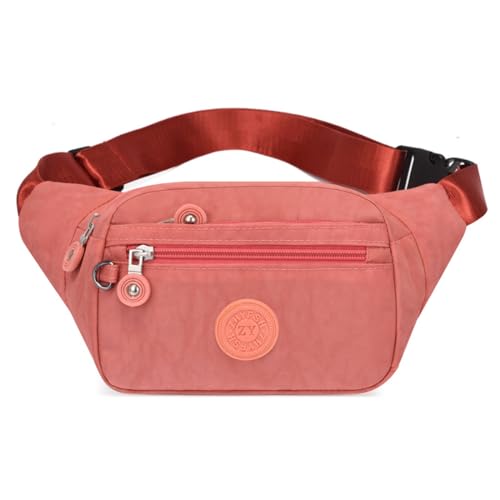 NAOYQ Bauchtasche Damen Sling Bag Brusttasche Hüfttasche Gürteltasche Seitentaschen Laufgürtel sportlich Crossbody Tasche kleine handtaschen zum umhängen Sporttasche Wasserdicht Nylon Rosa von NAOYQ