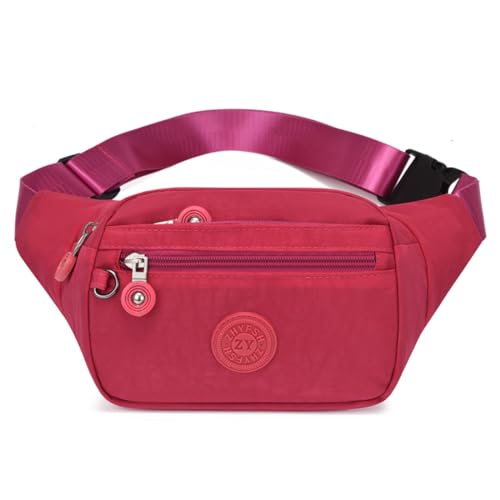 NAOYQ Bauchtasche Damen Sling Bag Brusttasche Hüfttasche Gürteltasche Seitentaschen Laufgürtel sportlich Crossbody Tasche kleine handtaschen zum umhängen Sporttasche Wasserdicht Nylon Rot von NAOYQ