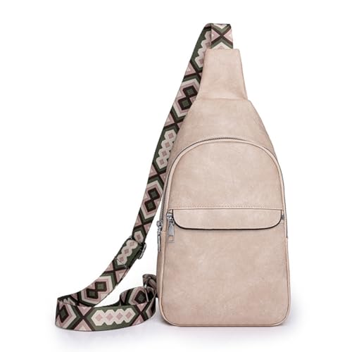 NAOYQ Brusttasche Damen Leder Pu,crossbody tasche damen,Bauchtasche Sling bag,Klein Rucksack,umhängetasche damen für Outdoor Sport Freizeit Weiß von NAOYQ