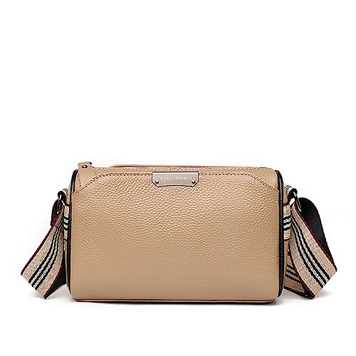 NAOYQ Crossbody Bag Damen mit breitem Gurt Tasche Damen klein Vintage Ledertasche modern Damentasche Handytasche umhängetasche Echtleder Citytasche Handtasche klein Khaki von NAOYQ