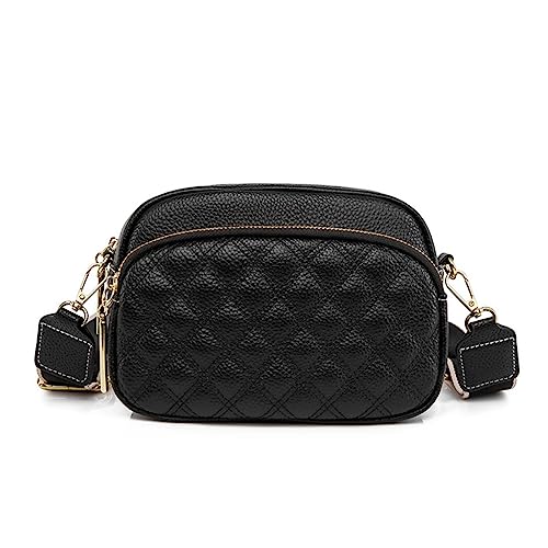 NAOYQ Crossbody Tasche Damen Leder mit breitem Gurt Schultertasche Damen klein Handtasche schwarz umhängen Tasche klein umhängetasche Citytasche Vintage Handytasche schick von NAOYQ