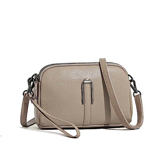 NAOYQ Crossbody Tasche Damen echtes Leder kleine handtaschen zum umhängen Schultertasche Ledertasche Damentasche Kleine Tasche mädchen Citytasche umhängetasche Damen schick Grau von NAOYQ