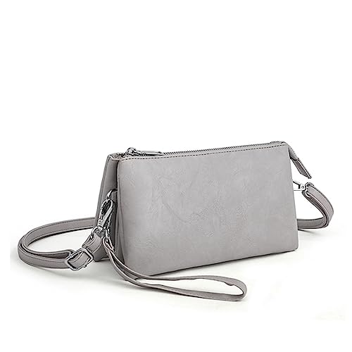 NAOYQ Crossbody Tasche damenschultertasche Damen klein Damen Handy Umhängetasche mit Geldbörse Citytasche Reißverschluss Passt Schlichte schick kleine handtaschen zum umhängen Grau von NAOYQ