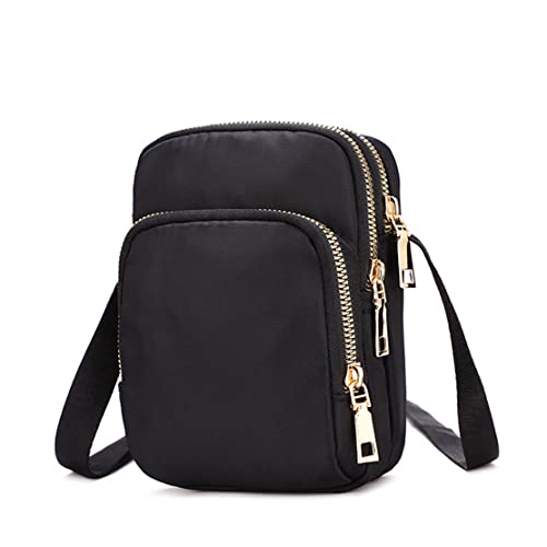 NAOYQ Handy umhängetasche Damen Wasserdicht Nylon Schultertasche Damen klein breiter Gurt Damentasche Kleine Tasche Handtasche klein Crossbody Tasche Damen Schwarz von NAOYQ