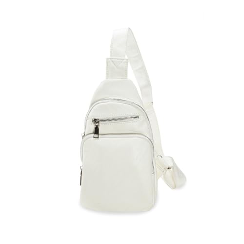 NAOYQ Klein Brusttasche Herren umhängetasche damen Crossbody Sling Bag Rucksack Chest Bag Stylisch für Outdoor Sport Freizeit Handy schultertaschen Ledertasche Damentasche Weiss von NAOYQ