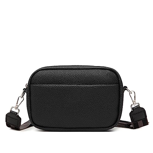 NAOYQ Tasche Damen klein umhängetasche Damen mit breitem Gurt Citytasche Crossbody Tasche Handy Handtasche klein Schultertaschen geldbörse Handytasche zum umhängen mit breitem Gurt Schwarz von NAOYQ