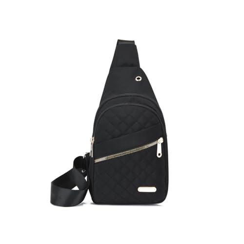 NAOYQ crossbody Sling Bag Klein Brusttasche Rucksack umhängetasche damen Bauchtasche mit breiter gurt schultertasche nylon Wasserdicht für Outdoorsport,Radfahren, Reisen Schwarz von NAOYQ