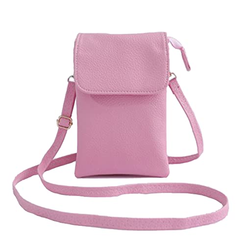 NAOYQ Handy umhängetasche Damen Pu veganem Leder Retro Vintage Tasche klein Handy Schultertaschen Frauen Geldbeutel Handtasche Handytasche zum umhängen Crossbody Bag mit handyfach rosa von NAOYQ