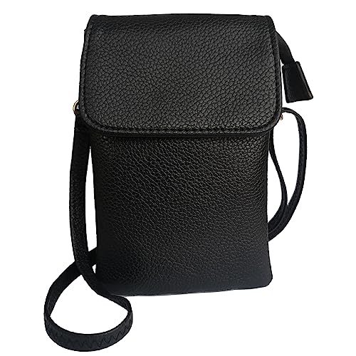 NAOYQ handy umhängetasche damen Pu veganem leder Retro vintage tasche klein Handy schultertaschen Frauen geldbeutel handtasche handytasche zum umhängen crossbody bag mit handyfach schwarz von NAOYQ