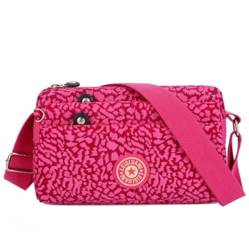 NAOYQ handy umhängetasche nylon mit geldbörse handytasche zum umhängen damen schultertasche stoff Frauen crossbody bag mit handyfach mit Reißverschlussfächern leichter Rot von NAOYQ