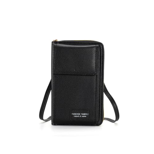 NAOYQ handytasche zum umhängen damen,umhängetasche mit geldbörse,Handy schultertaschen,handtasche klein,handy tasche umhänge Portemonnaie mit Reißverschlussfächern schlichte Schwarz von NAOYQ