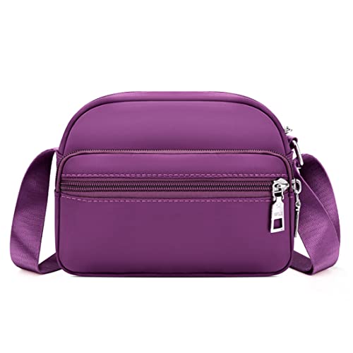 NAOYQ kleine Tasche Stoff Handytasche zum umhängen Damen Crossbody Tasche Schultertasche Frauen umhängetasche Breiter Gurt Nylon Handtasche umhängen Reißverschluss Passt für Frauen mädchen violett von NAOYQ