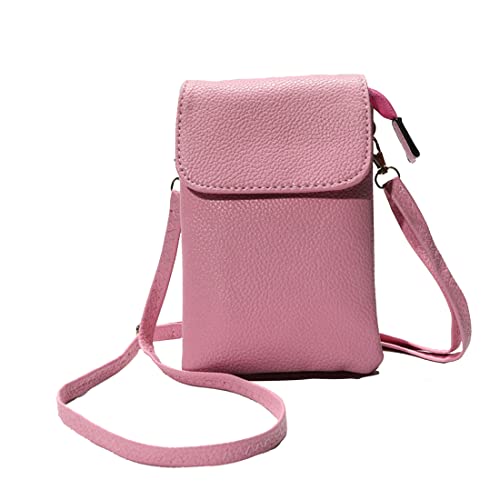 NAOYQ kleine handtaschen Damen,Handytasche zum umhängen, Handy Umhängetasche Damen,Handy Tasche Leder,Schultertaschen Portemonnaie,Handytasche mit Geldbörse zum Aufhängen Verstellbarer rosa von NAOYQ
