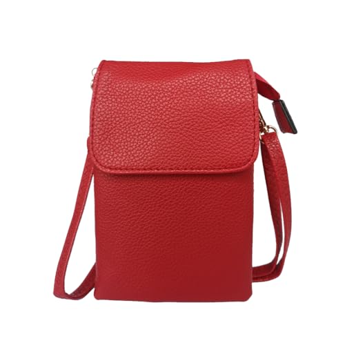 NAOYQ kleine handtaschen Damen,handytasche zum umhängen, Handy Umhängetasche Damen,Handy Tasche Leder,Schultertaschen Portemonnaie,Handytasche mit Geldbörse zum Aufhängen verstellbarer rot von NAOYQ