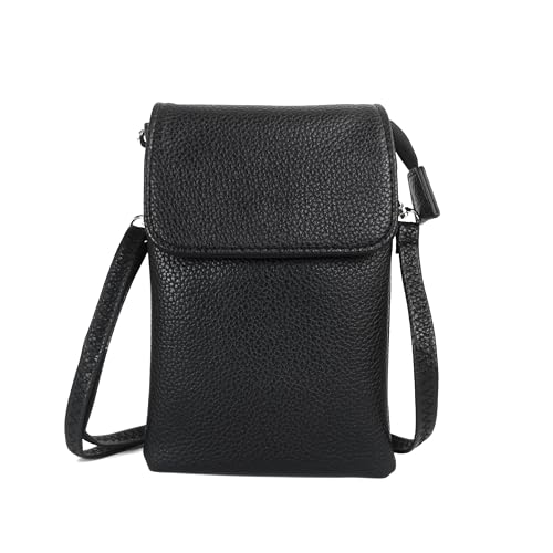 NAOYQ kleine handtaschen Damen,handytasche zum umhängen, Handy Umhängetasche Damen,Handy Tasche Leder,Schultertaschen Portemonnaie,Handytasche mit Geldbörse zum Aufhängen verstellbarer schwarz von NAOYQ