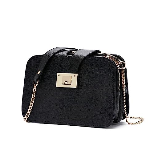 NAOYQ umhängetasche Damen klein Tasche Frauen Kettenriemen Schultertasche Handtasche klein Chain-Strap Citytasche Schlichte Crossbody Tasche Handy Handytasche mädchen Schwarz von NAOYQ