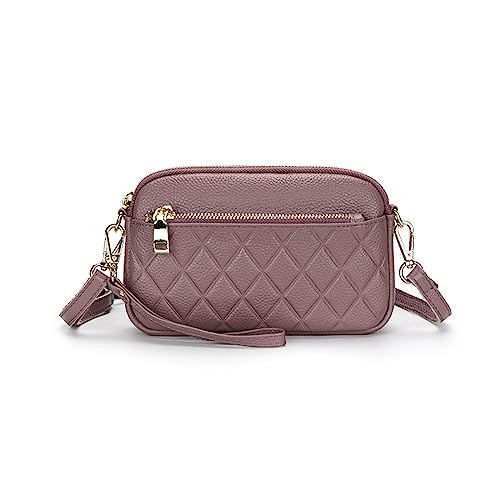 NAOYQ umhängetasche Echtleder Ledertasche Lingge Damentasche geldbörse Handytasche Damen Leder Schultertasche Damen kleine handtaschen zum umhängen Crossbody Tasche Damen mädchen Lila von NAOYQ