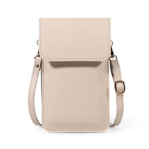 NAOYQ umhängetasche damen Klein touchscreen tasche handytasche zum umhängen damen schultertaschen handy tasche damen umhänge crossbody geldbörse mit handyfachMini Bag beige von NAOYQ