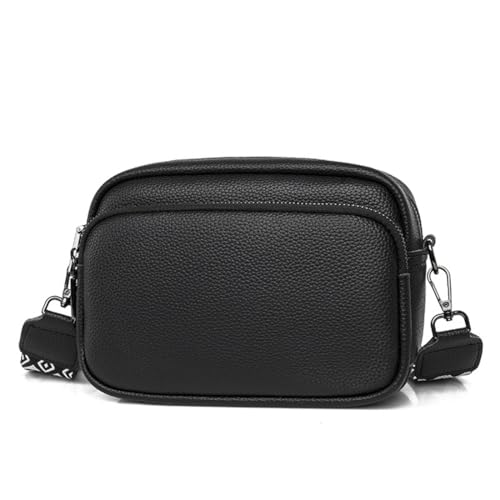 NAOYQ umhängetasche echtleder Multifunktionstasche schultertasche damen kleine handtaschen zum umhängen Crossbody Tasche Handy Citytasche Frauen handtasche breiter gurt elegante Schwarz von NAOYQ