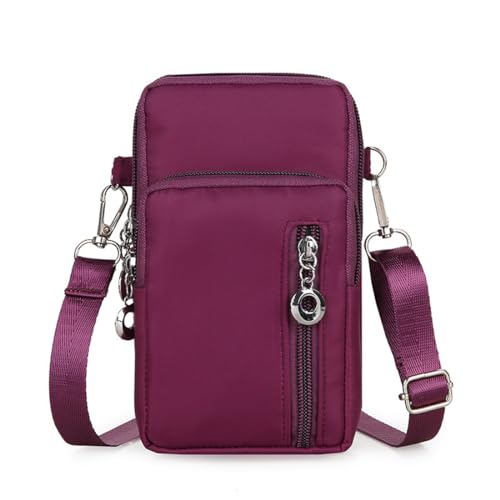 NAOYQ umhängetasche handy mit geldbörse nylon handytasche zum umhängen damen Crossbody Tasche Handy schultertasche damen klein mit Geldbörse geldbeutel Frauen Wasserdicht Lila von NAOYQ