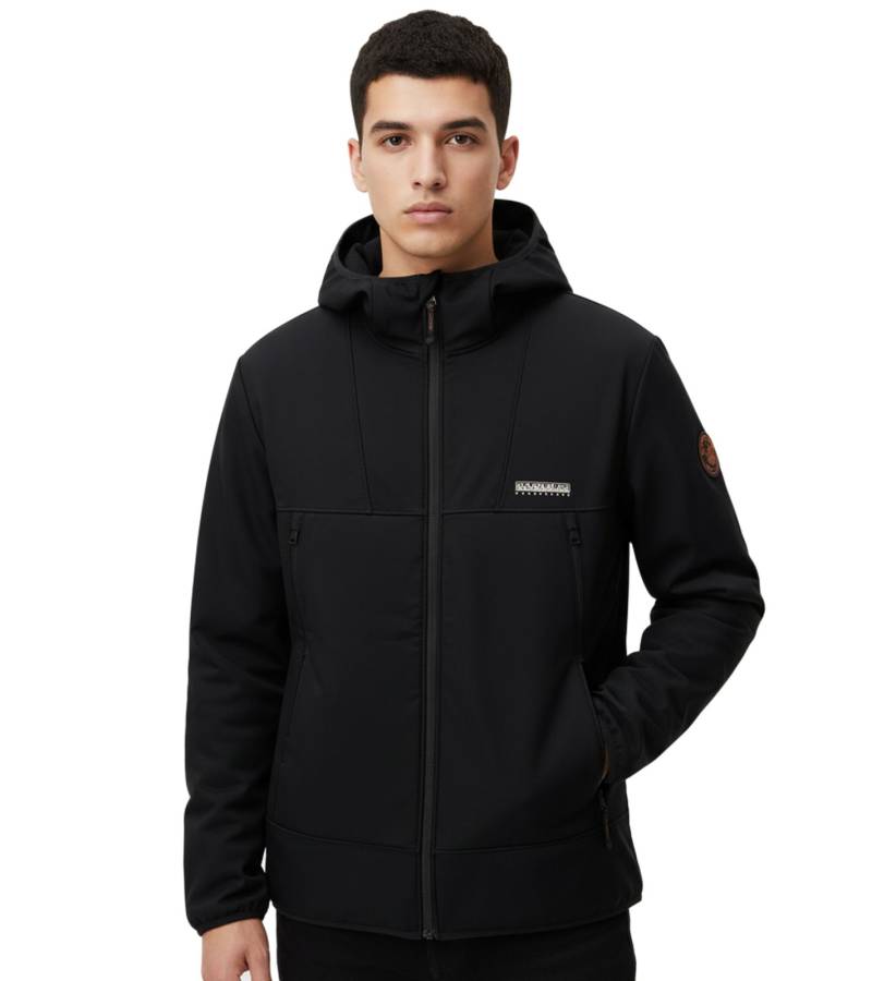 NAPAPIJRI A-Biois atmungsaktive Softshell-Jacke Herren Übergangs-Jacke mit Kapuze NP0A88TN9411 Schwarz von NAPAPIJRI