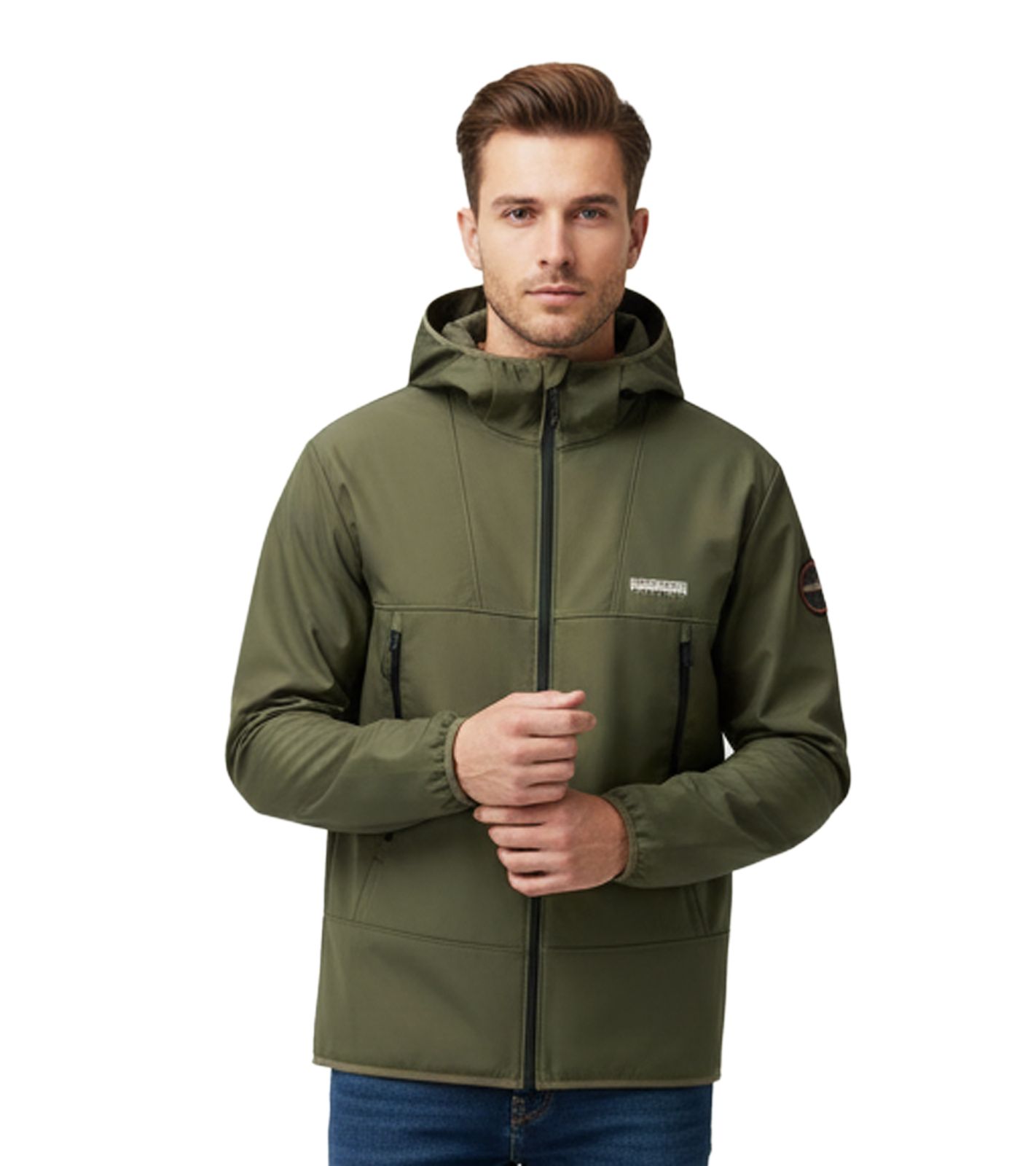 NAPAPIJRI A-Biois atmungsaktive Softshell-Jacke Herren Übergangs-Jacke mit Kapuze NP0A88TNG0A1 Khaki-Grün von NAPAPIJRI