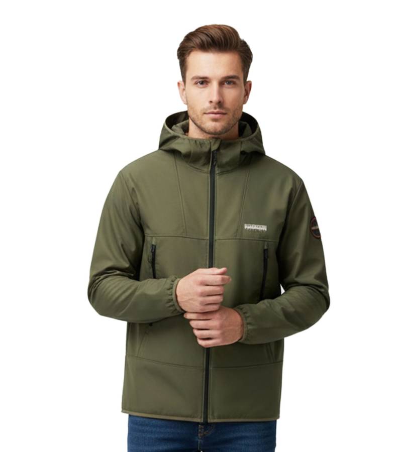 NAPAPIJRI A-Biois atmungsaktive Softshell-Jacke Herren Übergangs-Jacke mit Kapuze NP0A88TNG0A1 Khaki-Grün von NAPAPIJRI