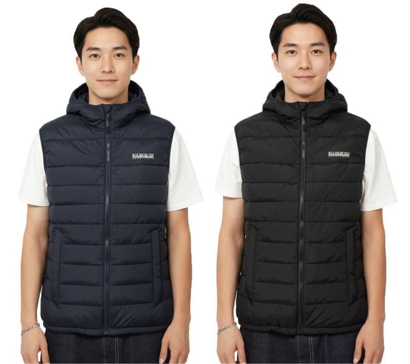 NAPAPIJRI A-Gesar V Herren Stepp-Weste wattierte Puffer-Weste mit seitlichen Eingriffstaschen Schwarz oder Navy-Blau von NAPAPIJRI