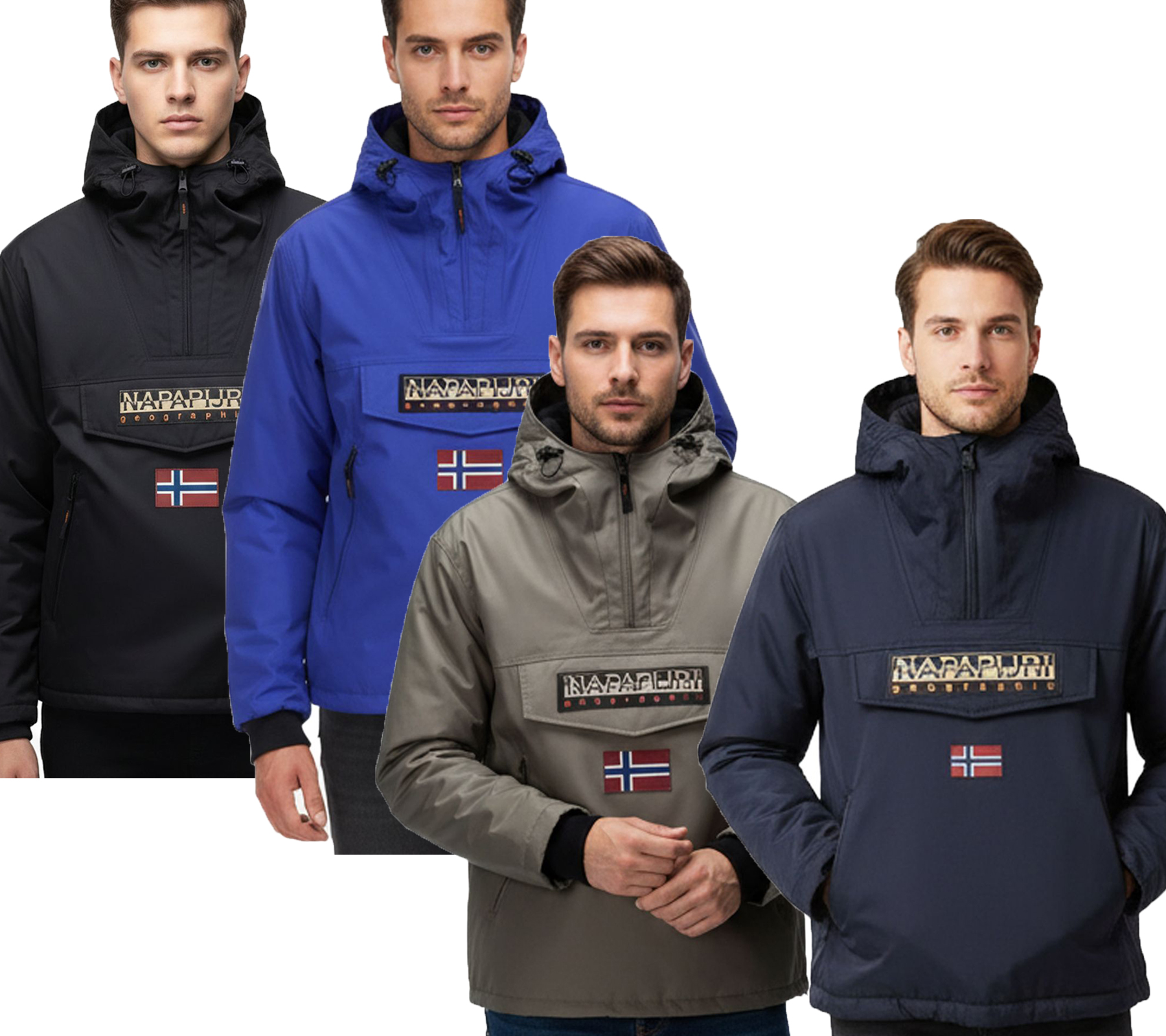 NAPAPIJRI Rainforest Next wasserabweisende Anorak-Jacke Outdoor-Jacke Schwarz, Royalblau, Dunkelblau oder Grau von NAPAPIJRI