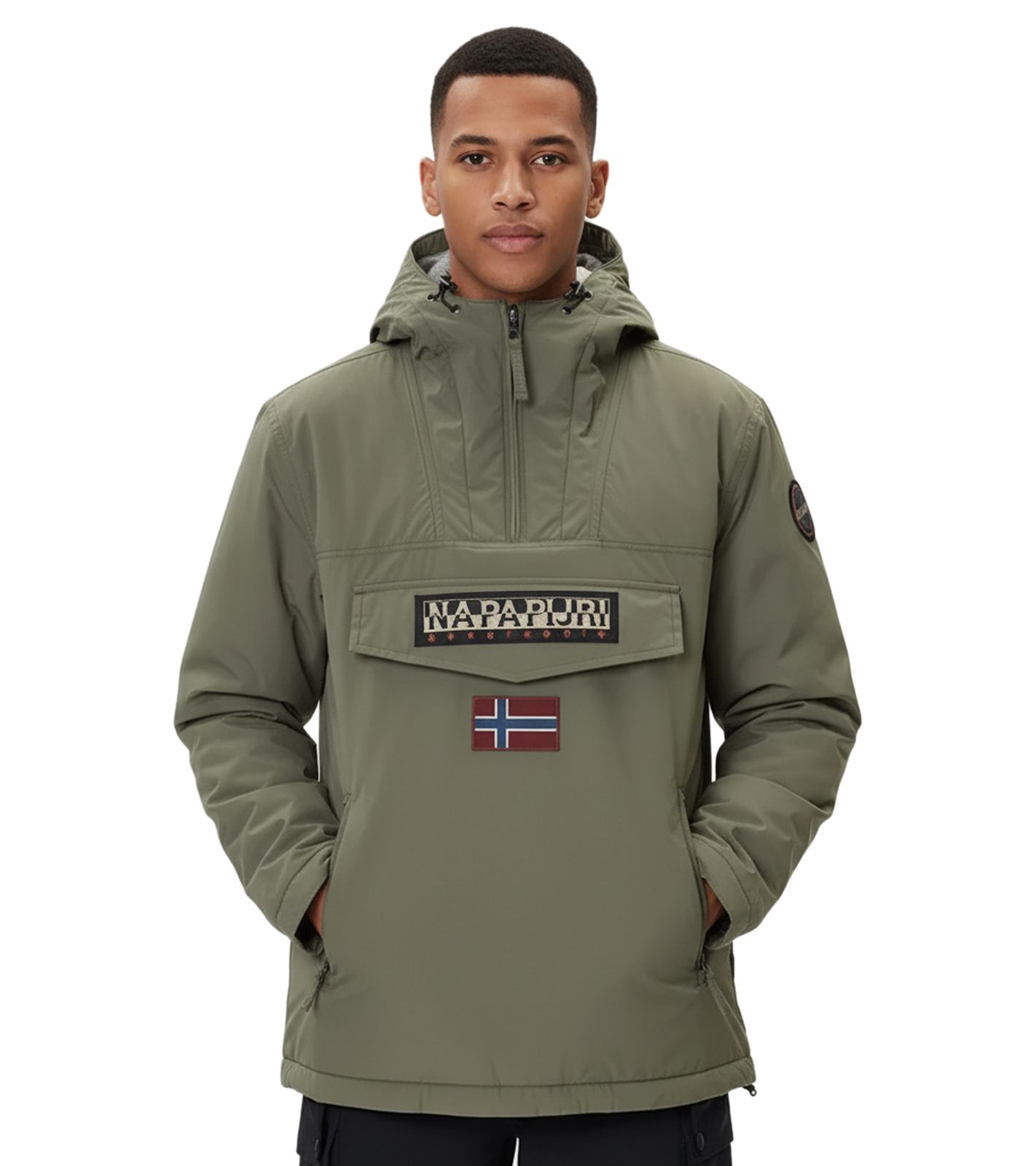 NAPAPIJRI Rainforest Pocket 2 wasserabweisende Anorak-Jacke Winter-Jacke NP0A4GMDG0A1 Khaki-Grün von NAPAPIJRI