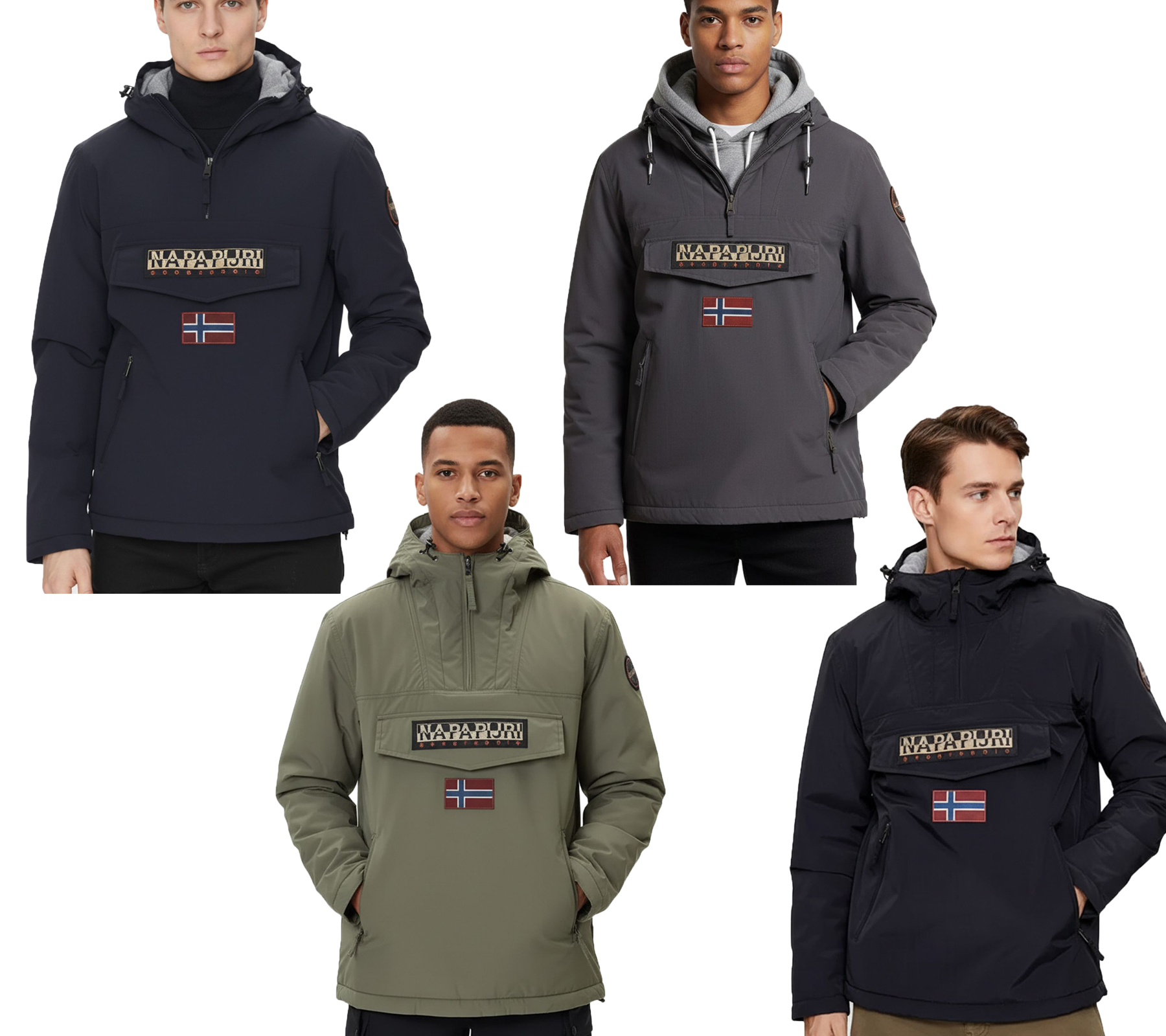 NAPAPIJRI Rainforest Pocket 2 wasserabweisende Anorak-Jacke Winter-Jacke Schwarz, Dunkelblau, Dunkelgrau oder Khaki von NAPAPIJRI