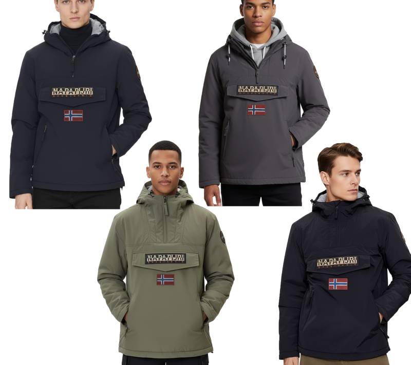 NAPAPIJRI Rainforest Pocket 2 wasserabweisende Anorak-Jacke Winter-Jacke Schwarz, Dunkelblau, Dunkelgrau oder Khaki von NAPAPIJRI
