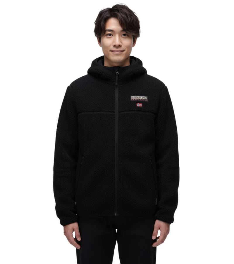 NAPAPIJRI T-Tynik FZH Herren Fleece-Jacke nachhaltige Sweat-Jacke mit seitlichen Eingriffstaschen Fleecejacke NP0A4IA80411 Schwarz von NAPAPIJRI