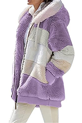 NAQ Fleece Mantel für Damen Plüschjacke Warme Kapuzenjacke Reißverschluss mit Kapuze Verdicken Wintermantel Flaumig Outwear Elegant Winter Kapuzenpullover Oberbekleidung Outwear von NAQ