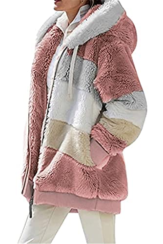 NAQ Fleece Mantel für Damen Plüschjacke Warme Kapuzenjacke Reißverschluss mit Kapuze Verdicken Wintermantel Flaumig Outwear Elegant Winter Kapuzenpullover Oberbekleidung Outwear von NAQ