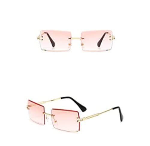 NAQ Rechteck Randlose Sonnenbrille 2 Paar Vintage Kleine Quadrat Sonnenbrille Sommer Classic Mode Gradient Lens UV400-Schutz Brillen Durchsichtige Linse für Frauen Männer (Z1) von NAQ