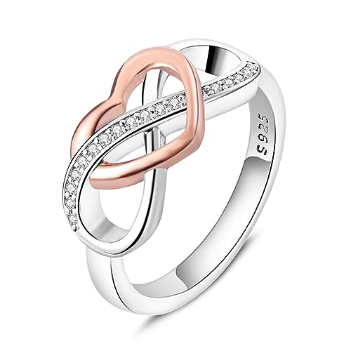NARMO 925 Ringe für Frauen Sterling Silber Twisted Infinity Herz Ring Statement Versprechen Ringe Größe 54mm von NARMO