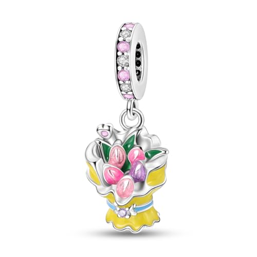 NARMO 925 Sterling Silber Charm für Pandora Armband Bouquet Blume Dangle Charm für Frauen Mädchen von NARMO