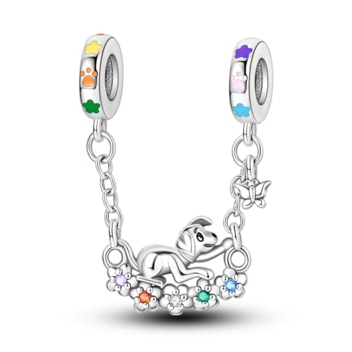 NARMO 925 Sterling Silber Charms Blume Schaukel und Hund Charms Lustige Sicherheitskette für Frauen Armbänder von NARMO