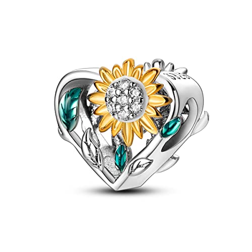 NARMO 925 Sterling Silber Charms für Armbänder Original Bead Charm für Pandora Armband Sonnenblume Charm Silber Charms Geschenke von NARMO