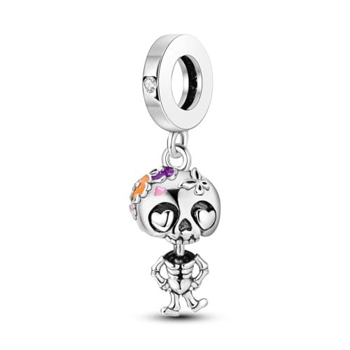 NARMO 925 Sterling Silber Charms für Pandora Armbänder Lustige tanzende Skelett Charm für Halloween von NARMO