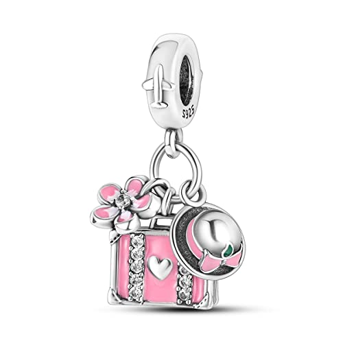 NARMO 925 Sterling Silber Charms für Pandora Armbänder Silber Charms Rosa Koffer Make-up Tasche Charms für Frauen Mädchen von NARMO