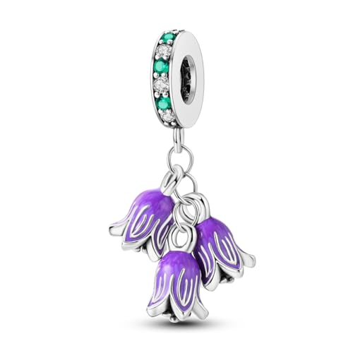 NARMO 925 Sterling Silber Charms für Pandora Armband Lila Lilie des Tales Dangle Charms für Frauen Mädchen von NARMO