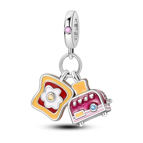 NARMO 925 Sterling Silber Dangle Charm für Frauen Toast Charm für Pandora Armbänder Nette Charms Schmuck Geschenke von NARMO