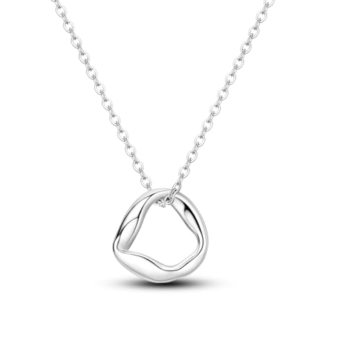 NARMO 925 Sterling Silber Halskette Liquid Flow Shaped Anhänger Halskette für Frauen Mädchen von NARMO