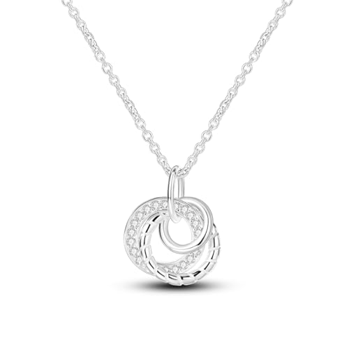 NARMO 925 Sterling Silber Halskette für Frauen Mädchen Cubic Zirkonia Kreis Anhänger Halskette von NARMO