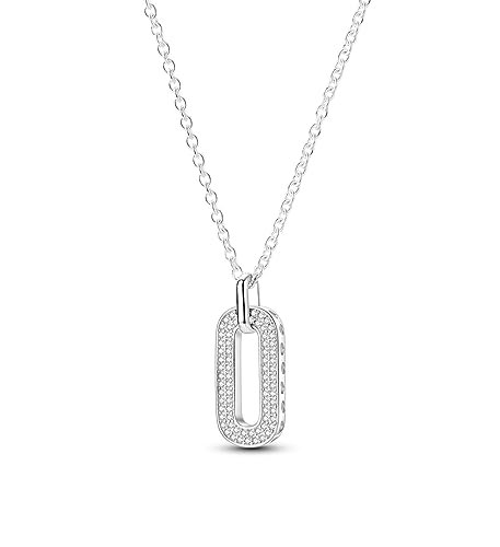 NARMO 925 Sterling Silber Halskette mit Cubic Zirkonia Kreis Rechteck Anhänger Mode Halskette für Frauen Mädchen von NARMO