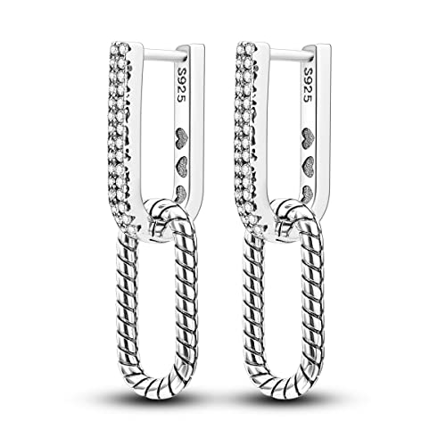 NARMO 925 Sterling Silber Doppel U-förmige Hoop Ohrringe Mit Cubic Zirkonia für Frauen von NARMO